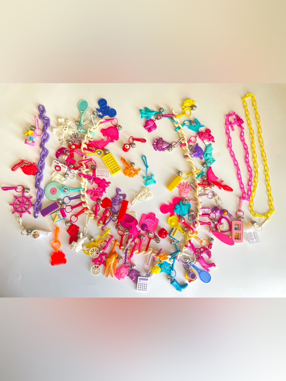 Plastic 1980’s Bell Charm Necklace Lot Necklaces, And Charms And Chains